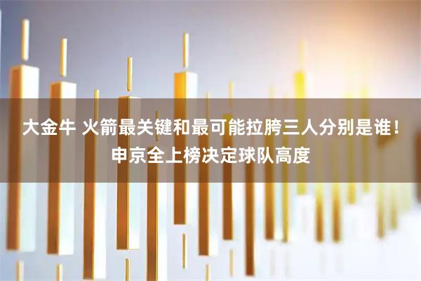 大金牛 火箭最关键和最可能拉胯三人分别是谁！申京全上榜决定球队高度